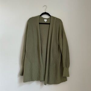 Olive Green Open Cardigan Sweater